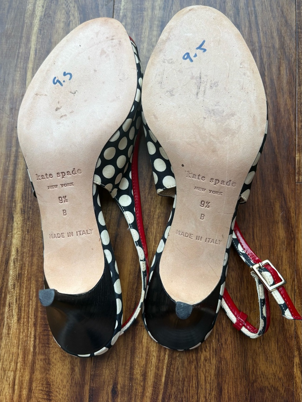 Kate Spade NY Black & White Fabric slingback peep-toe heels Women’s 9.5 - Picture 5 of 5